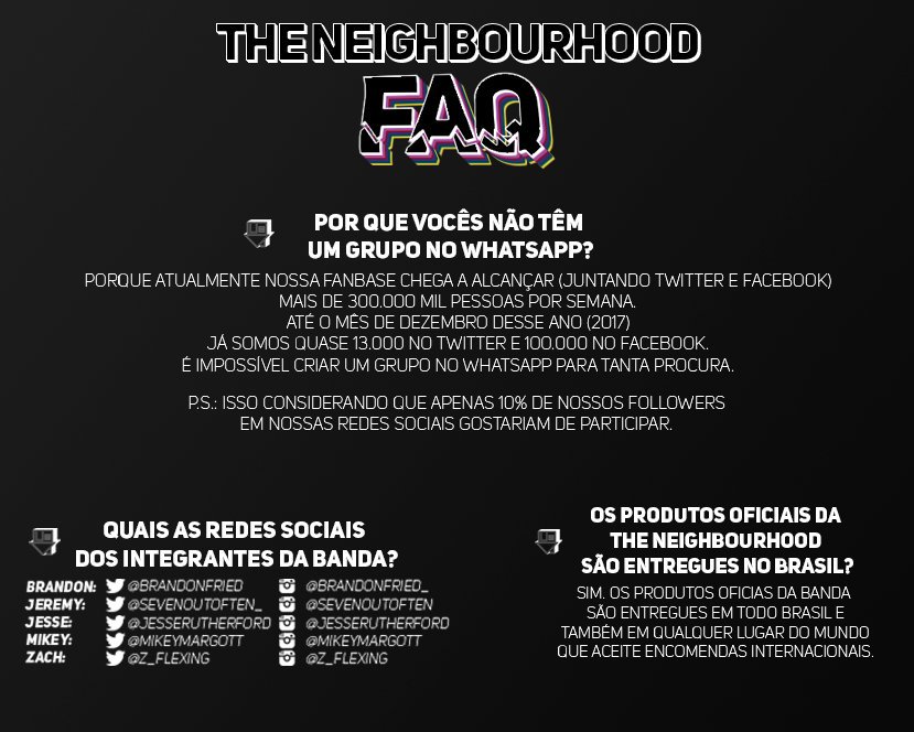 X 上的The Neighbourhood Brasil ®：「theneighbourfaq 3.0   / X