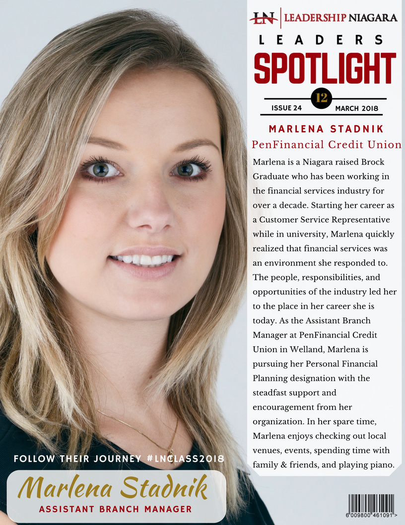 Lead_Niagara's tweet photo. "I am personally motivated to explore community leadership because as a resident and employee of my community I feel that there is something owed to our communities from everyone" Marlena
Get to know Marlena Stadnik, Assistant Branch Manager at @PenFinancial #LNClass2018 https://t.co/FZAmmyIErd