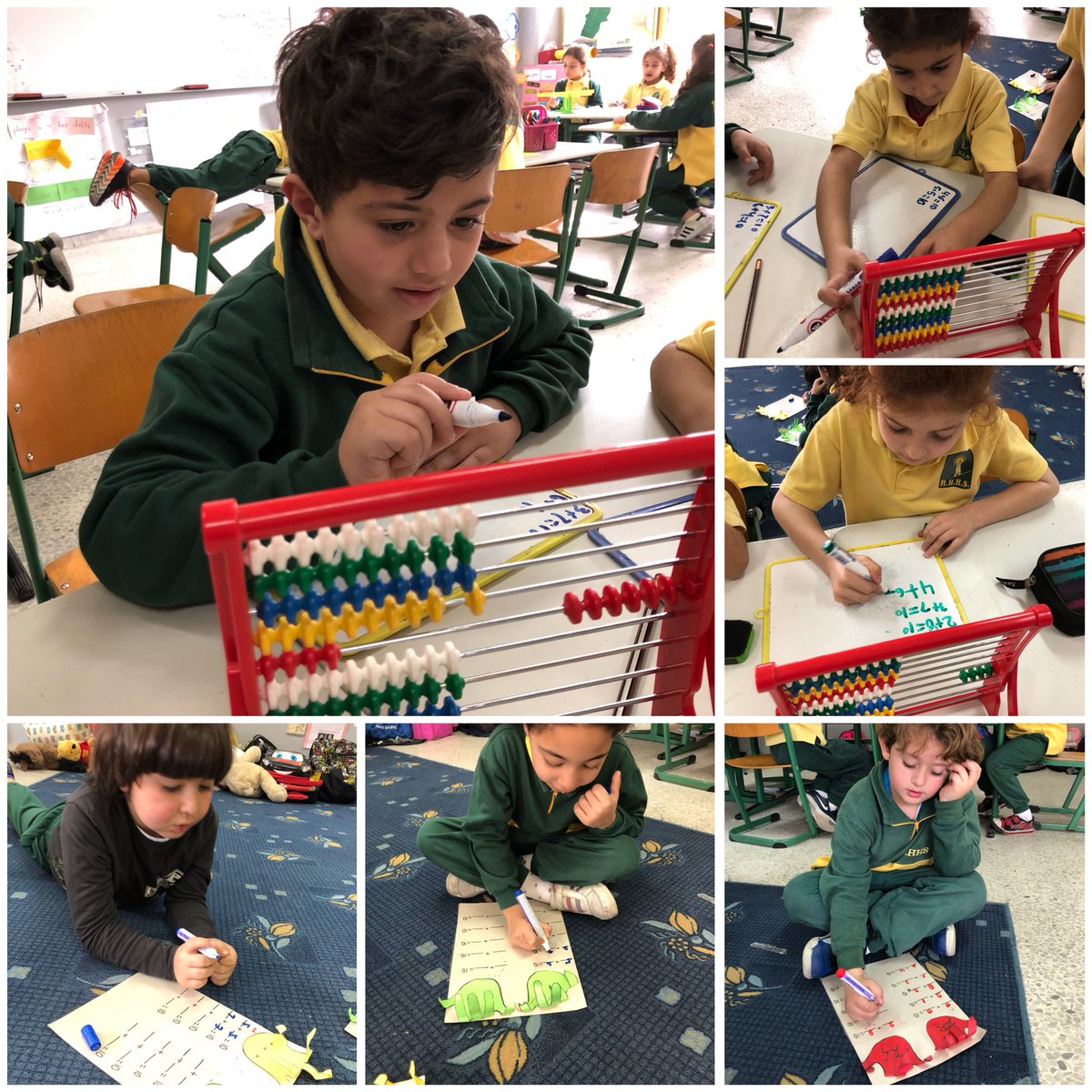 jomaa_may's tweet photo. 1st graders exploring facts of tens through using the strategy: Agree-disagree and using differetnt manipulative #handsonlearning #mathisfun #numberoperations @Hhhsinfo @dina_jradi @HenaineSamia https://t.co/pEUM6kWC2P