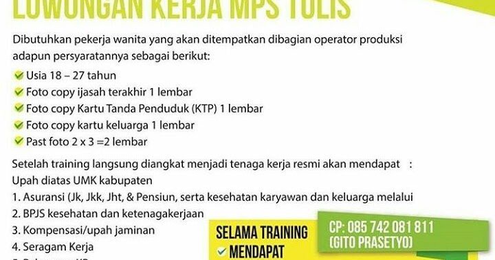 mbatangupdate's tweet photo. Lowongan Kerja Operator Produksi di MPS Tulis Batang https://t.co/dzl0W8iXVZ https://t.co/vBaz2rDm3r