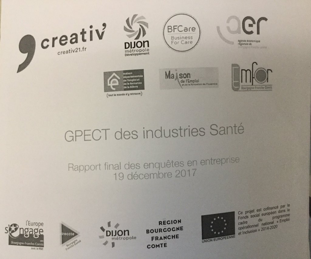 O_charretgodard's tweet photo. Restitution par Creativ du travail de gestion prévisionnelle des #emplois et #competences pour les entreprises des industries de santé en présence de Philippe Guérit président @PoleBFCare #DijonMetropole #RegionBFC @MdefNievre @AERBFC @dijondev https://t.co/elYGILXL7i
