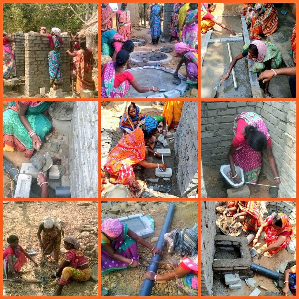 paramiyer_'s tweet photo. It's inspiring to see the on ground momentum of #SBM. To change people's attitude towards safe sanitation, women masons in Jharkhand are undergoing their own hands on training for building toilets @swachhbharat https://t.co/UL4uEz0pAH