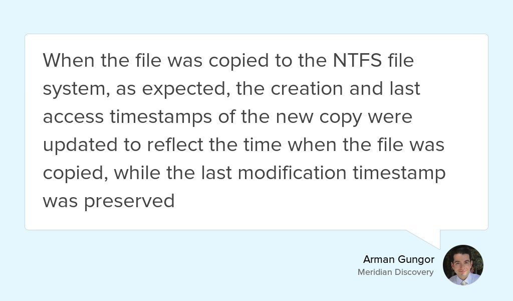 "File system timestamps are not designed to be manipulated by the end user — besides legitimate updates..." goo.gl/zFDhlJ #DFIR