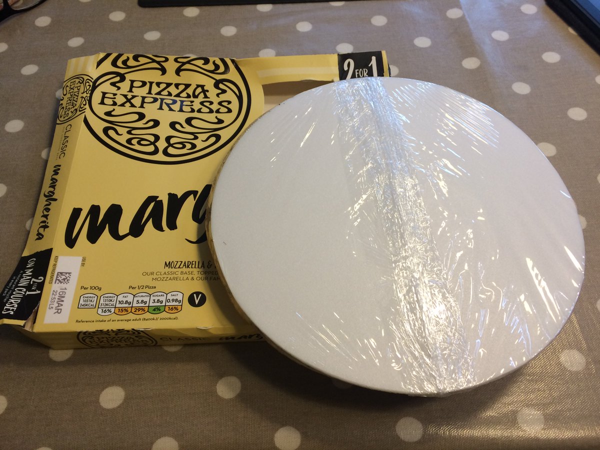 cbarnesburrell's tweet photo. hey @PizzaExpress is it necessary to plastic wrap a pizza in a cardboard box with a polystyrene disk.. then plastic wrap a voucher inside? Why not use a cardboard disk and make the voucher a cut out? #lessplasticpackaging https://t.co/QzevYcvC7X