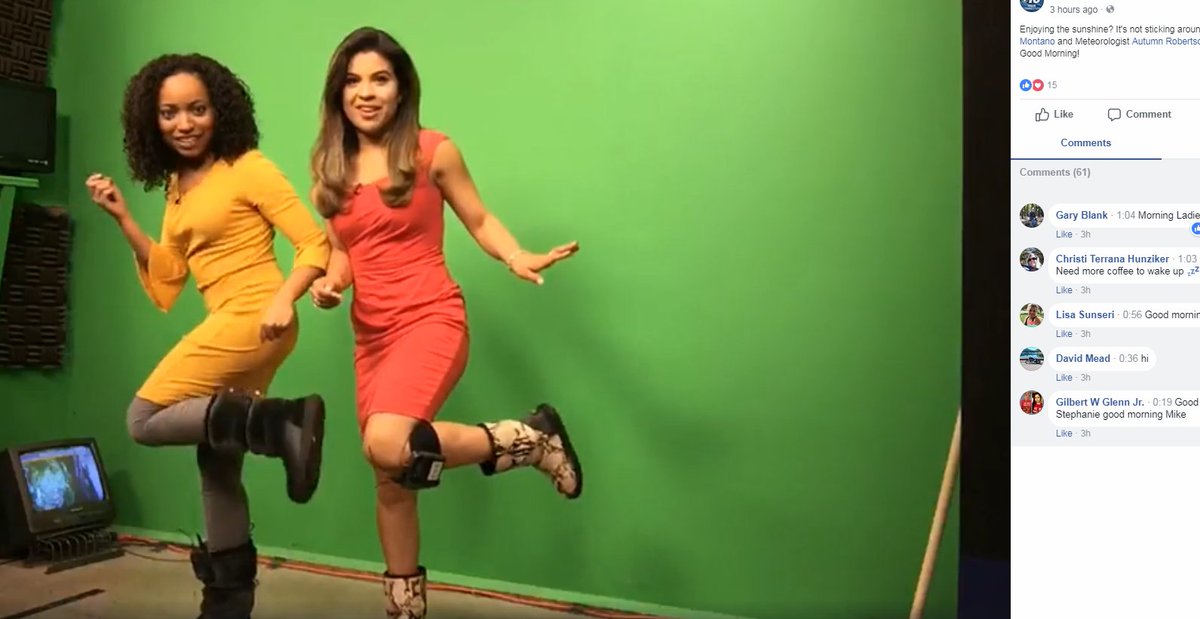 AutumnRobWx's tweet photo. Not sure what we were doing here on today's Facebook Live... but at least everyone knew that our feet were warm! #BootsWithDaFur @SMontanoKTVL https://t.co/Z6zutp3OQw