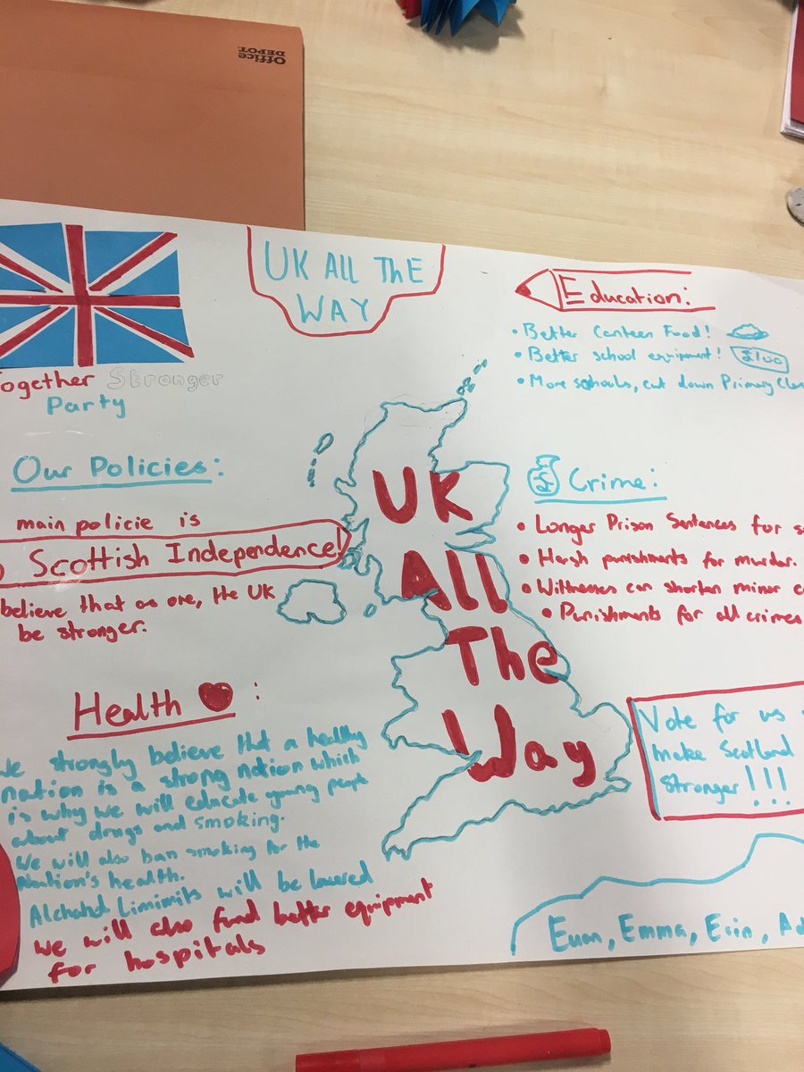 S1 political party posters, rosettes and leaflets coming together for next week’s mock elections #democracy #election #modernstudies