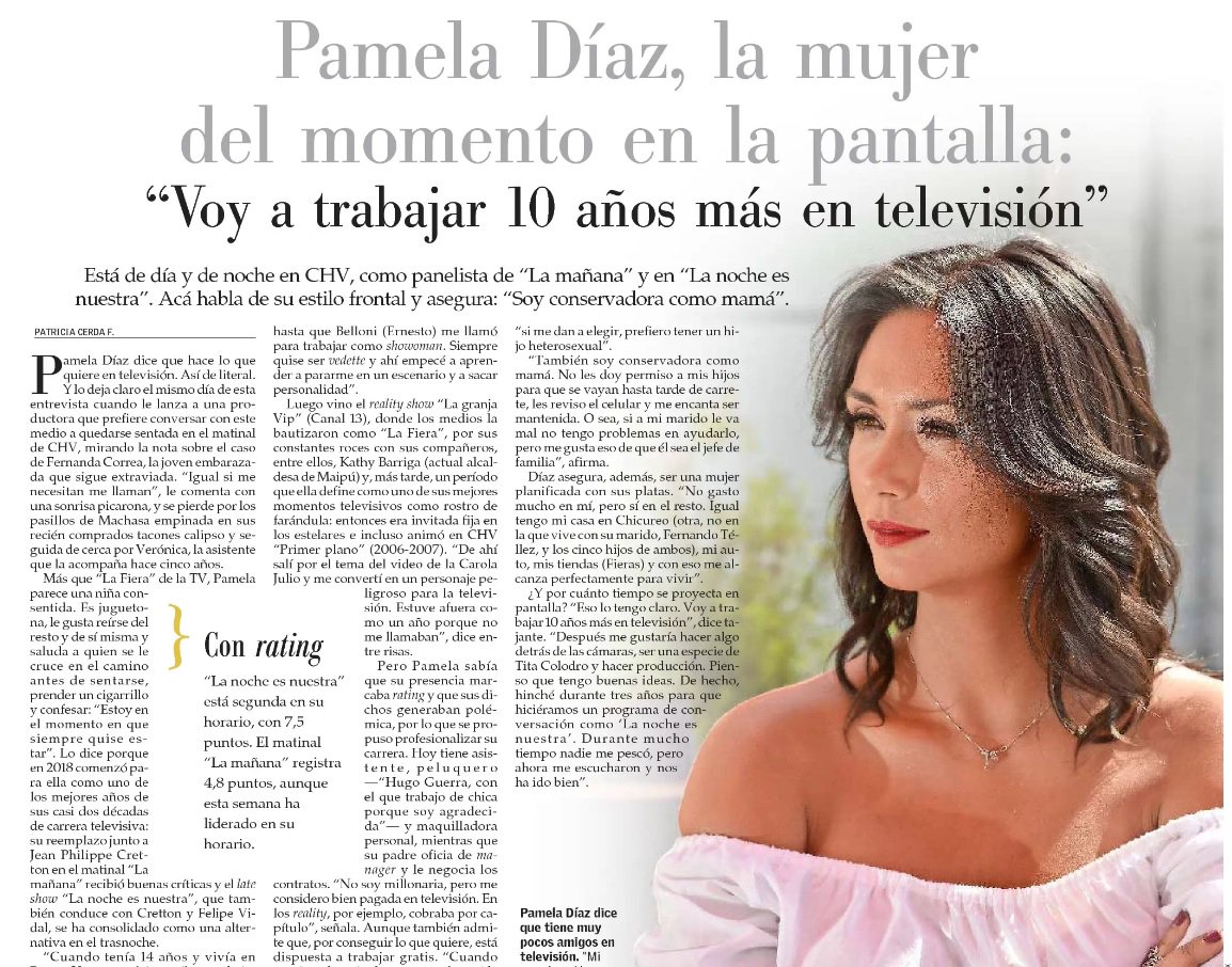 Destacada el fin de semana como "la mujer del momento en la pantalla" <a href="/pamelafiera/">pamela díaz</a> es un rostro muy conocido y cada vez más querido por el público.