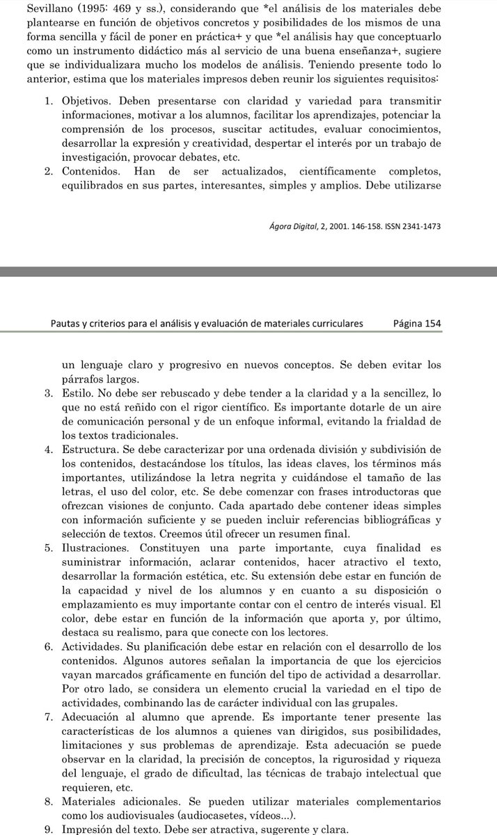 #DDC18_3 Requisitos del material didáctico según Sevillano (1995) citado en el tema 5 de los apuntes de la asignatura de DDC.