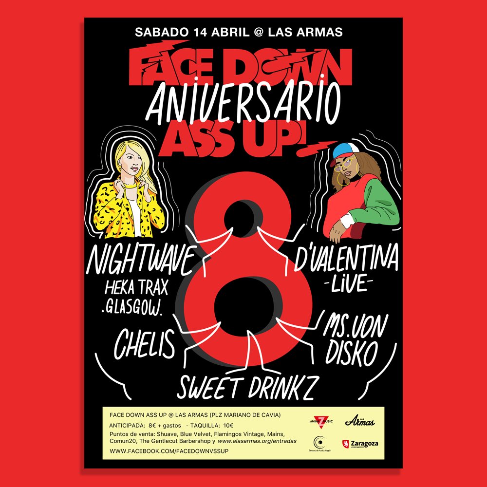 14 de abril. 8º ANIVERSARIO #FDAU. 
@alasarmas_org 
w/ <a href="/iamnightwave/">Nightwave</a> + <a href="/dvalentinamusic/">D' VALENTINA</a> + @MsvonDisko + <a href="/SweetDrinkz/">Sweet Drinkz</a> + <a href="/chelisrobot/">chelis robotdiscos</a> 

Entradas en alasarmas.org/entradas (ant: 8€ / taq: 10€)