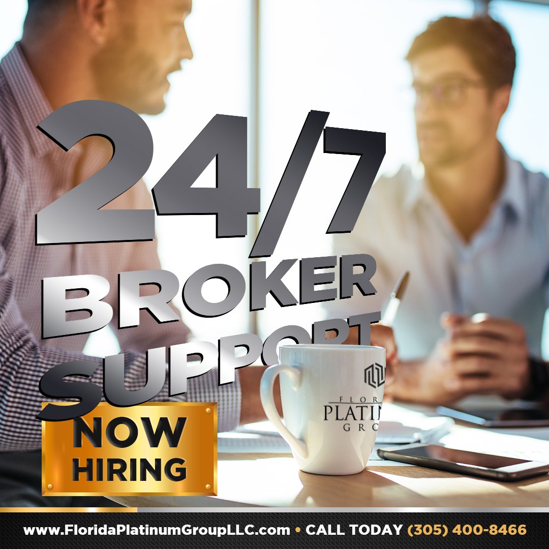 Are you a current realtor? Are you not receiving the support or attention from your current broker? At the Florida Platinum Group you have 24/7 broker support!