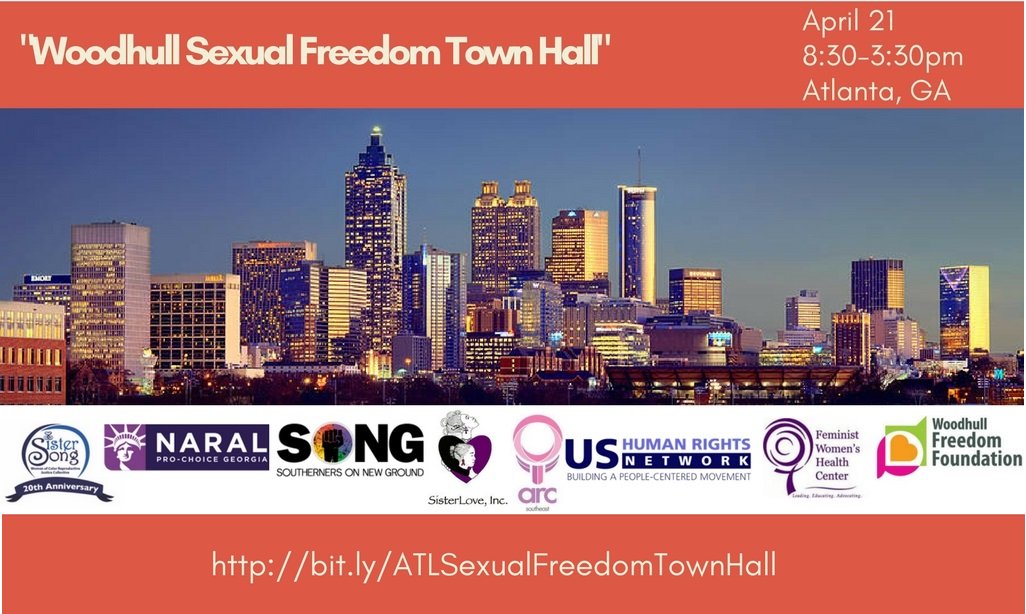 WoodhullFreedom's tweet photo. We are proud to work with amazing local partners on the "Woodhull Sexual Freedom Town Hall" in Atlanta, GA on April 21st. Join us: https://t.co/2uh1Wct8pD. #SexualFreedomATL https://t.co/xoVXEX9VI5