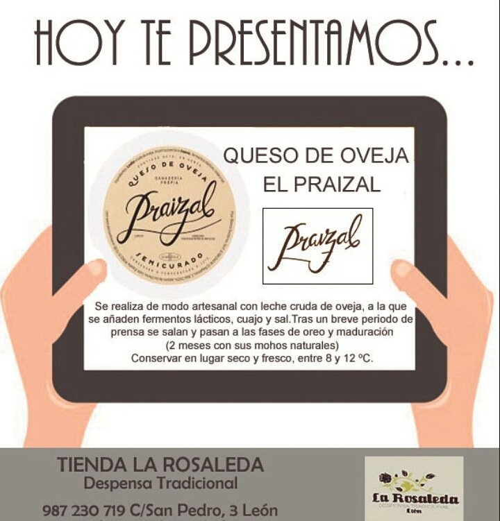 tiendalarosaled's tweet photo. Hoy te presentamos... Queso de oveja semicurado El Praizal. Visítanos en Calle San Pedro, 3
#leonesp #queso #semicurado #praizal #oveja #despensatradicional #larosaleda https://t.co/IVuy8i8yfZ