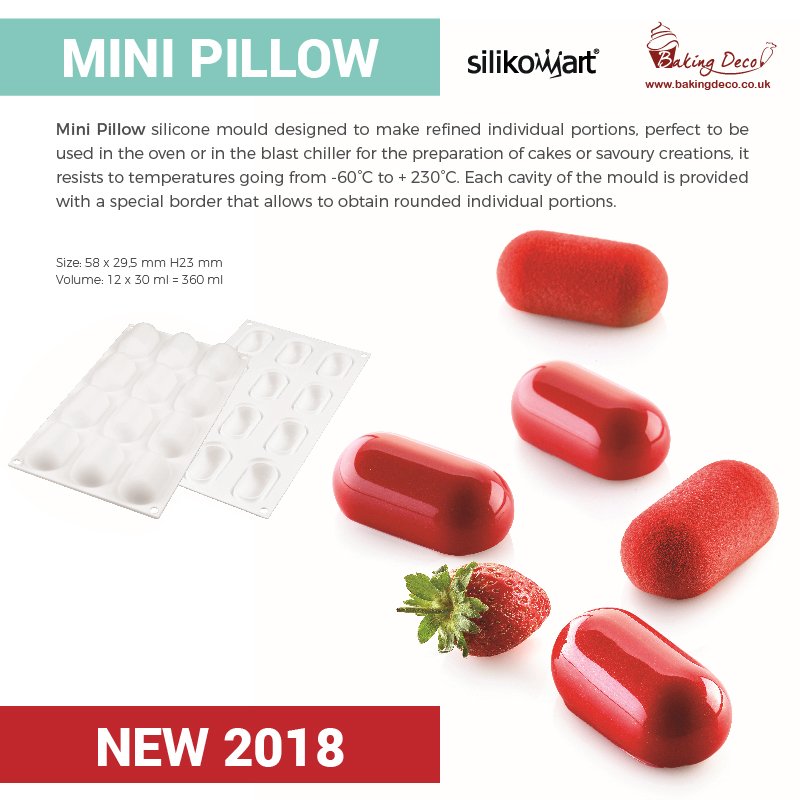 BakingDeco's tweet image. Pillow Range is one of the most versatile among Silikomart silicone moulds shapes. Now, there is new, the smalles, available - 30ml Mini Pillow. Great for small desserts and finger food. Check full range here: bakingdeco.co.uk/catalogsearch/… #cakedecorating #yummy #desserts #baking