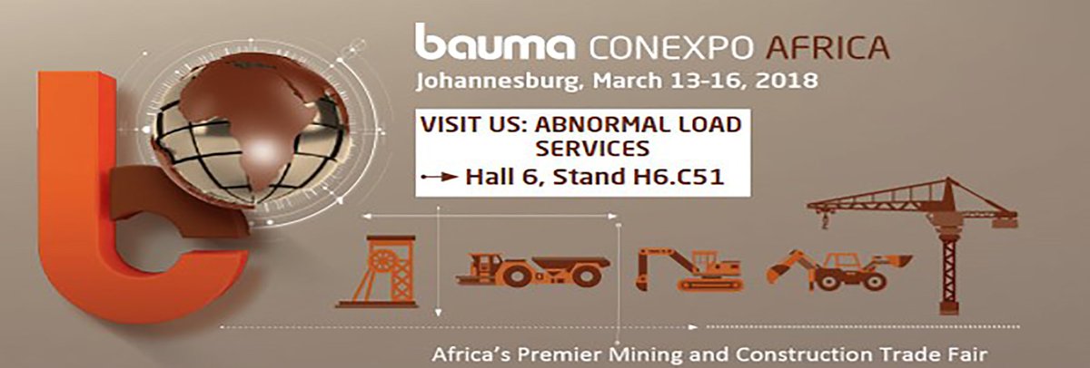 Join Abnormal Load Services on stand C51 Hall 6 ow.ly/m6NM30iTa9g 
 #HeavyCargo #Transportation  #Construction #Mining #BCAfrica2018