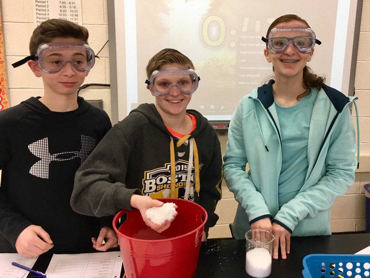 Chemistry experiment:  Making our own snow! <a href="/SCSD_GMS/">Great Hollow MS</a> #snowballtime #funfunfun