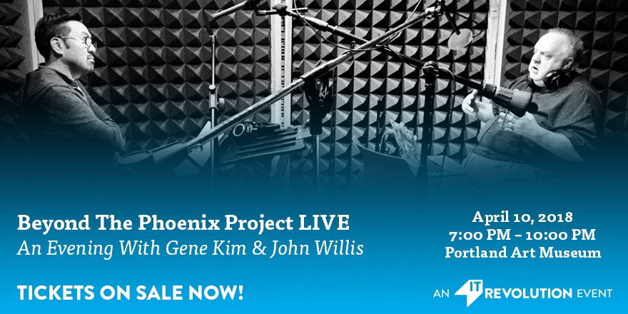 ITRevBooks's tweet image. Ultimately, for any high-performing organization, improvement is a byproduct of
organizational learning. Join @RealGeneKim &amp;amp; @botchagalupe for a LIVE performance of #BeyondThePhoenixProject at the @PDXArtMuseum bit.ly/BTPPLive #pdxevents