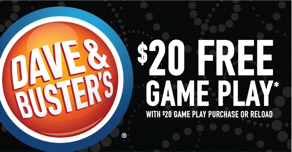 $20 Dave and Busters game play with $20 game play purchase : r/SingleUseCodes