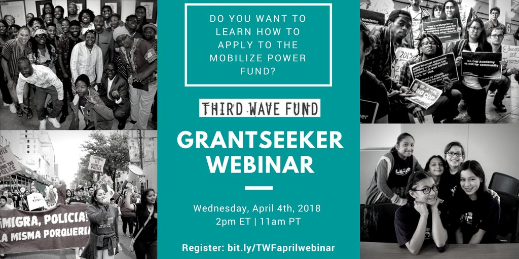 3Wave's tweet photo. Apps for our #MobilizePower + #FlushTransphobia rapid-response grants are due WEDNESDAY! Apply today! https://t.co/m9T0eMFWff
OR, wait until next month, & join us on April 4th for a webinar to learn all the things about applying for our grants! Register: https://t.co/AUjTtvizWa https://t.co/fKFfzXuPmo
