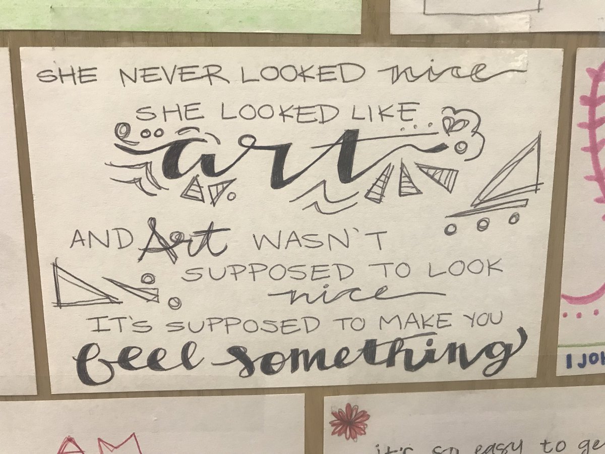 @Jennifer_Hogan @HooverHighBucs @janholcomb54 @loudenclearblog @rpmcewan @donnawsmiley @HooverAthletics @Hoover_SGA @HooverLadyBucs @IvoryL3710 @donhulin Last year, my students picked a favorite quote, illustrated it, and analyzed it as our first day of school activity. They still adorn my closet door because I love them all (the quotes AND my former students) so much! #hooverpride