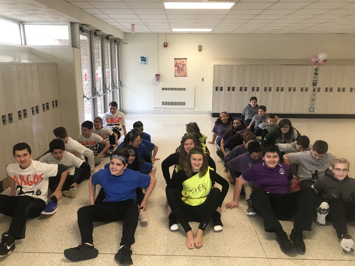 CliffSnitgen's tweet photo. Students in Mrs. Gendreau’s Geography class compete in the Greek Olympics as part of their unit on Ancient Greece! “Hail, hail!” #malowpride https://t.co/Roe6bqQs2X