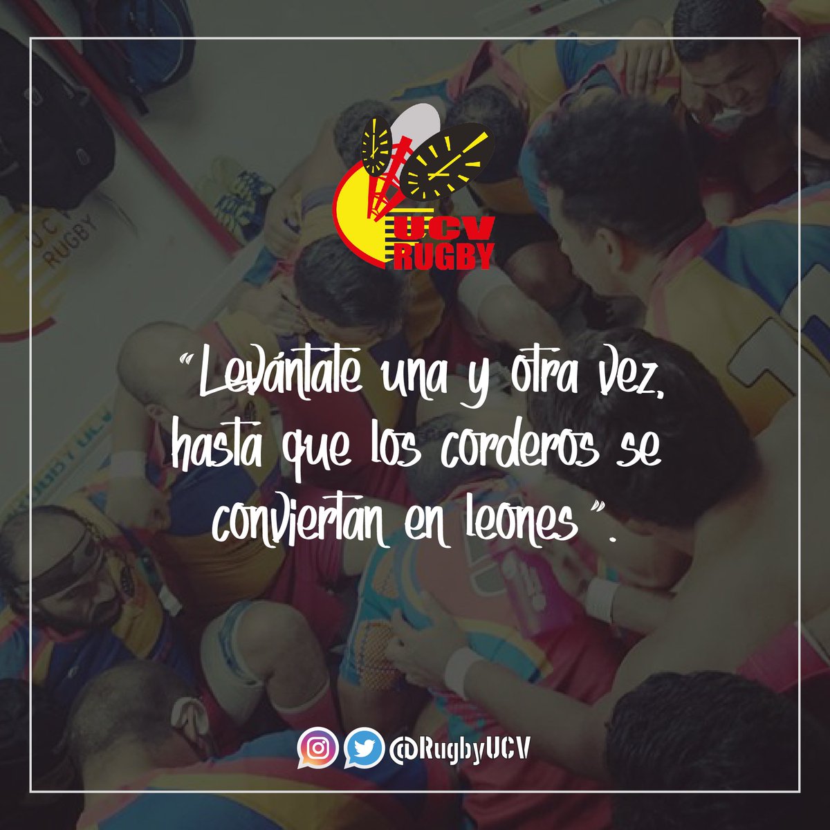 RugbyUCV's tweet photo. Lo más importante de caer, es poder levantarse y seguir... esa es nuestra filosofía. Feliz semana y mucho rugby para todos 😌 #UCVRFC https://t.co/G1rxJw37ek