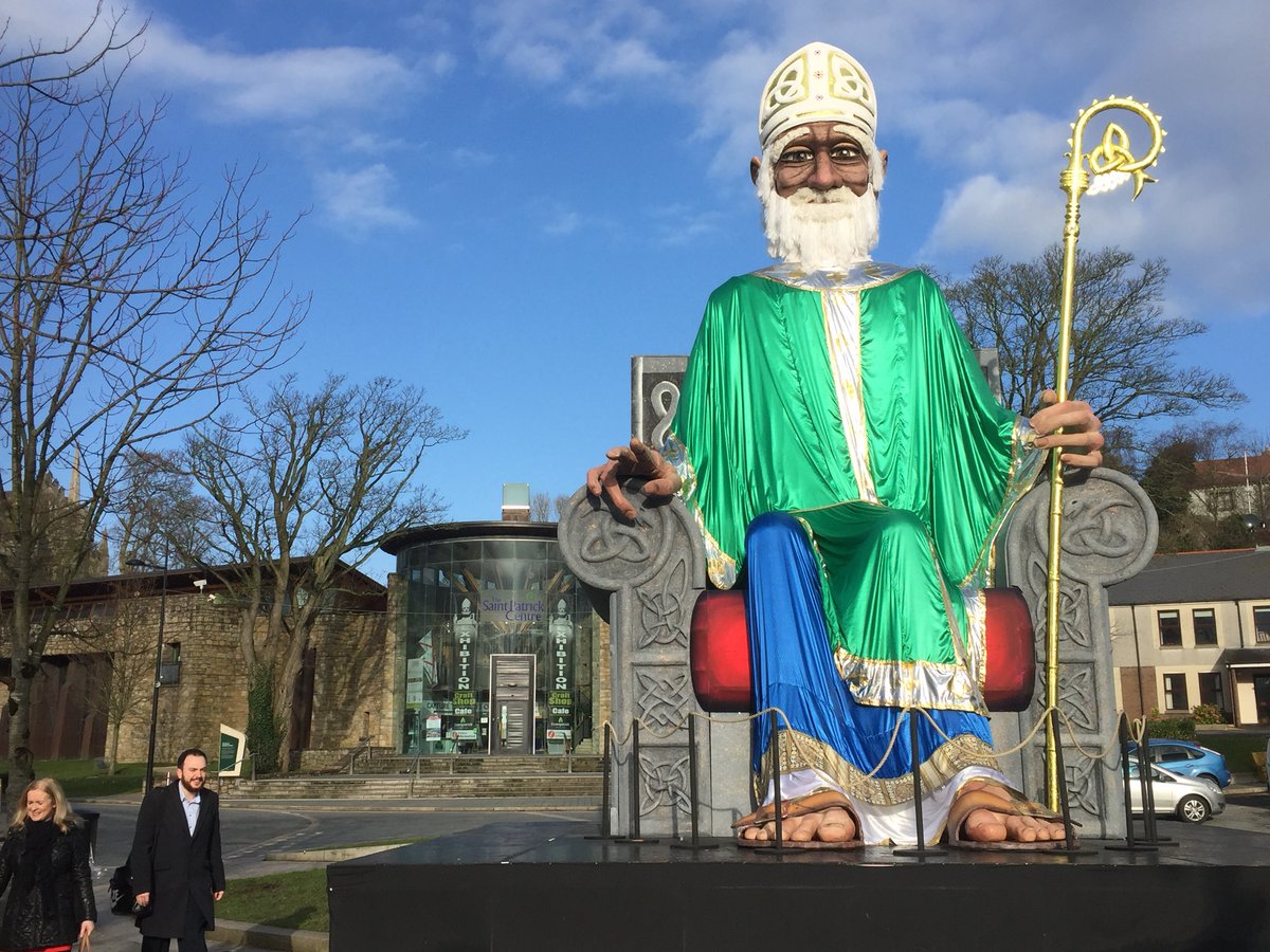 The tallest Saint Patrick in the World now sits in Saint Patrick’s Square outside the Saint Patrick Centre- ready for Saturday’s Celebrations!