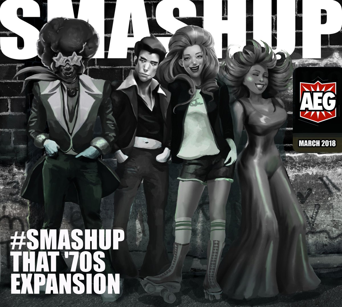 alderac's tweet image. That '70s expansion coming soon, are you ready? #Smashup #boardgames #tabletop