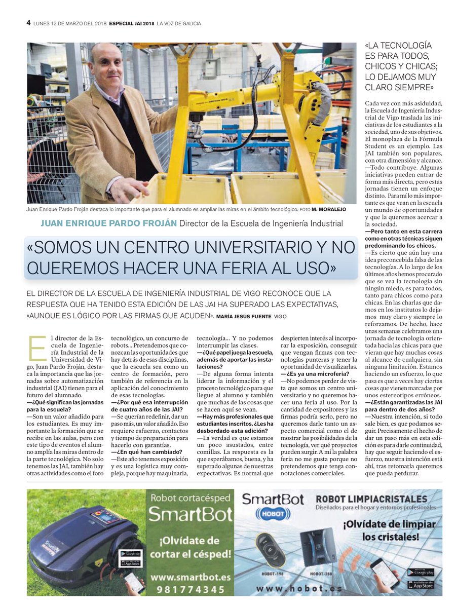 SMK_smarttek's tweet photo. La @lavozdegalicia también se hace eco de nuestra participación en #JAI2018 @JAI_UVIGO https://t.co/IGqca09Qro