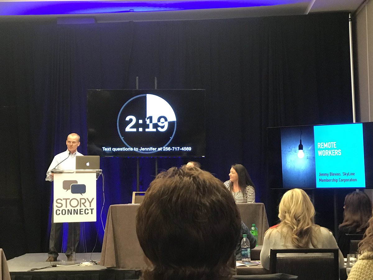 wordsouth's tweet photo. Remote workers at your utility? It’s working for #Skyline #Skybest says CEO Jimmy Blevins at #storyconnect https://t.co/7T8tqzRHwO