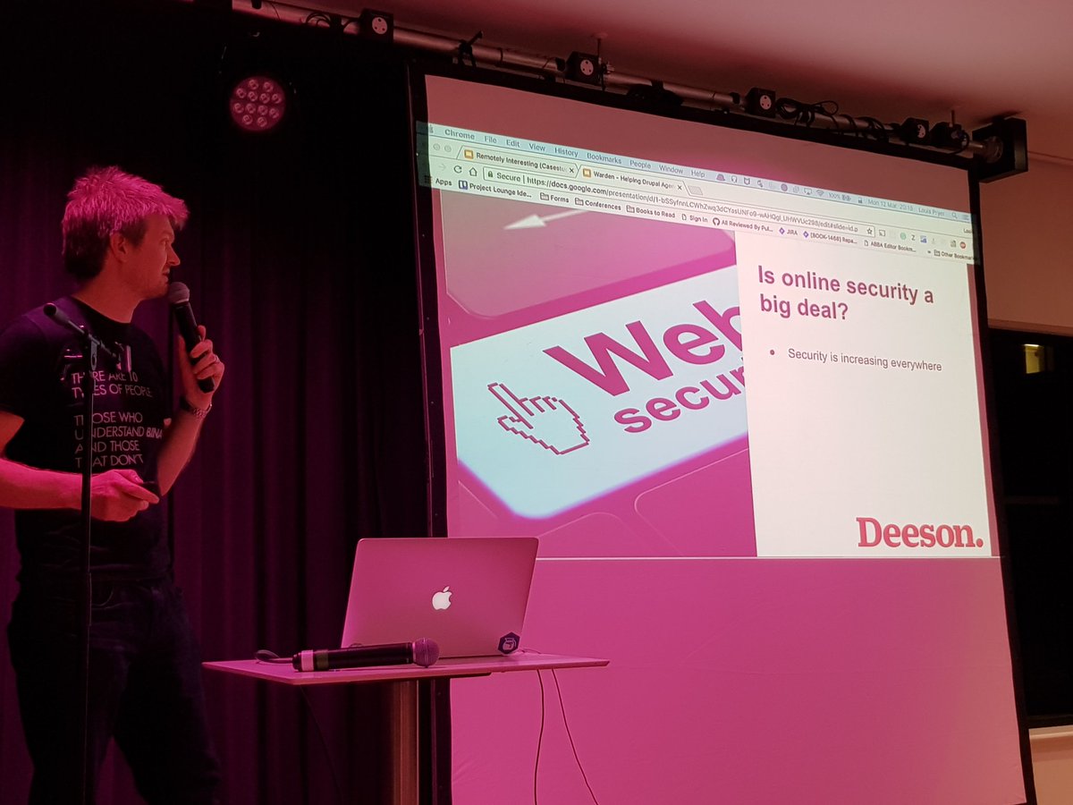 codeHarbour's tweet image. Next up at #codeHarbour we have Mike Davis, giving some insights on Warden, an #opensource tool for site #security
