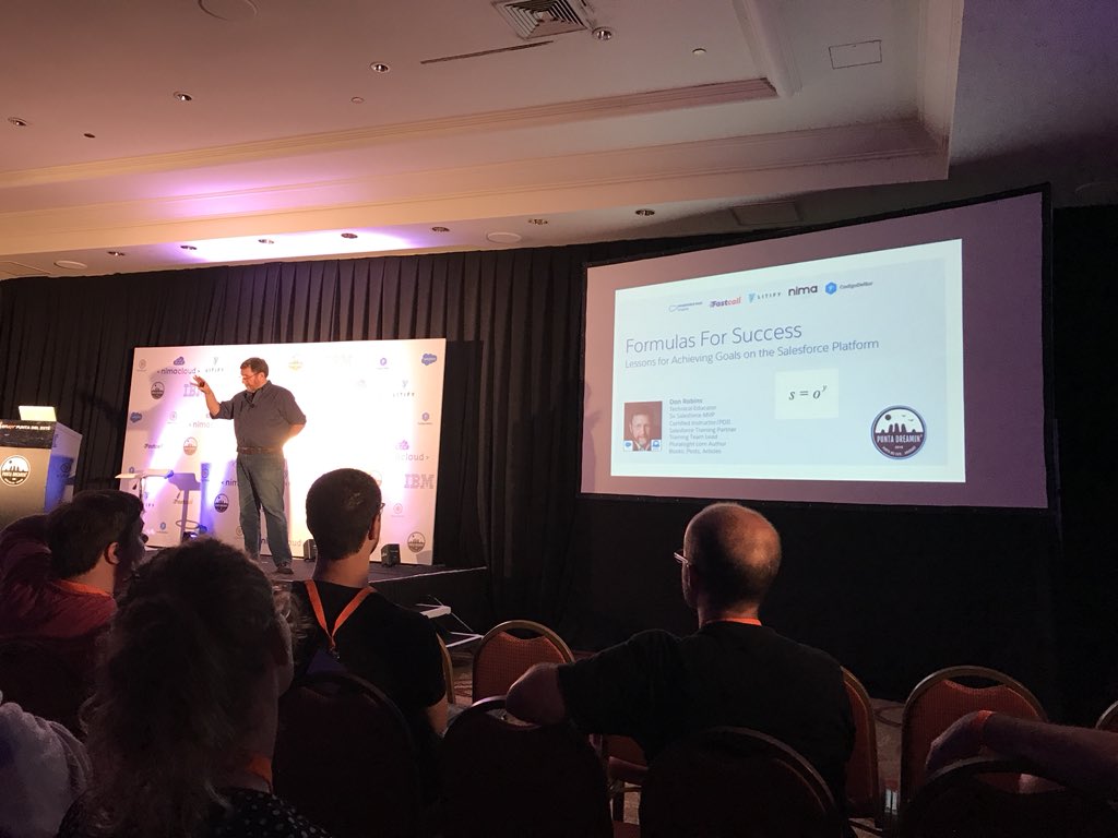 codigodelsur's tweet image. Our #Salesforce team at #Puntadreamin recall the "Formulas for success" on stage #PD18 closing keynote 
 @puntadreamin @donrobins and @aldoforce