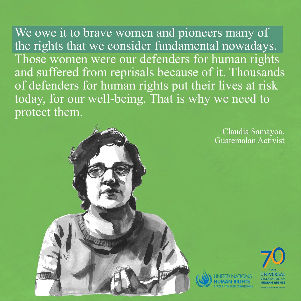 “Protect women human rights defenders, we owe it to the pioneers that stood before us in demanding the rights we enjoy today” – Claudia Samayoa, Guatemalan rights defender

The #TimeIsNow: #CSW62 must acknowledge and protect women human rights defenders #StandUp4HumanRights
