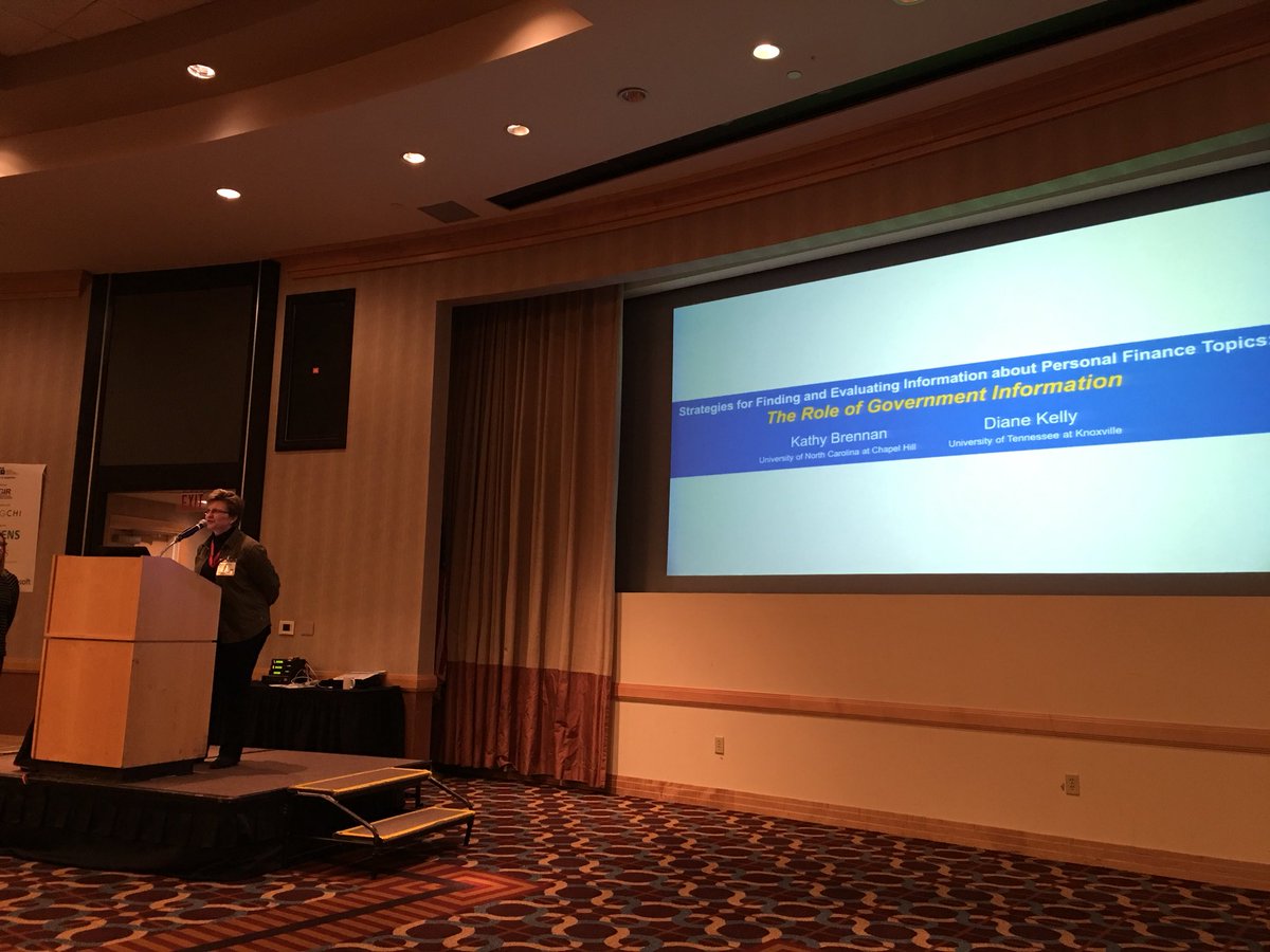Kathy Brennan presenting her boaster with Diane Kelly on role of gov info in finding and eval financial info #chiir2018 #uncsils <a href="/ACM_CHIIR/">ACM CHIIR 2026</a>