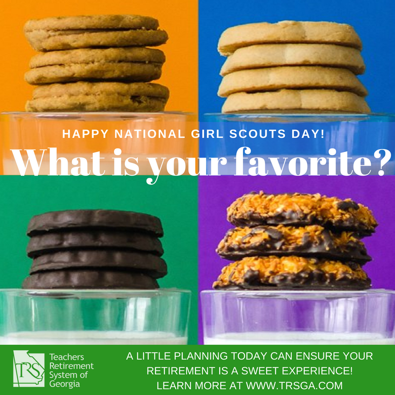 TRSGeorgia's tweet photo. Thank you Girls Scouts for 106 years of enrichment programs for young girls and delicious cookies!
#NationalGirlScoutDay #SweetRetirement #TRS https://t.co/FOSEjzS1Rv