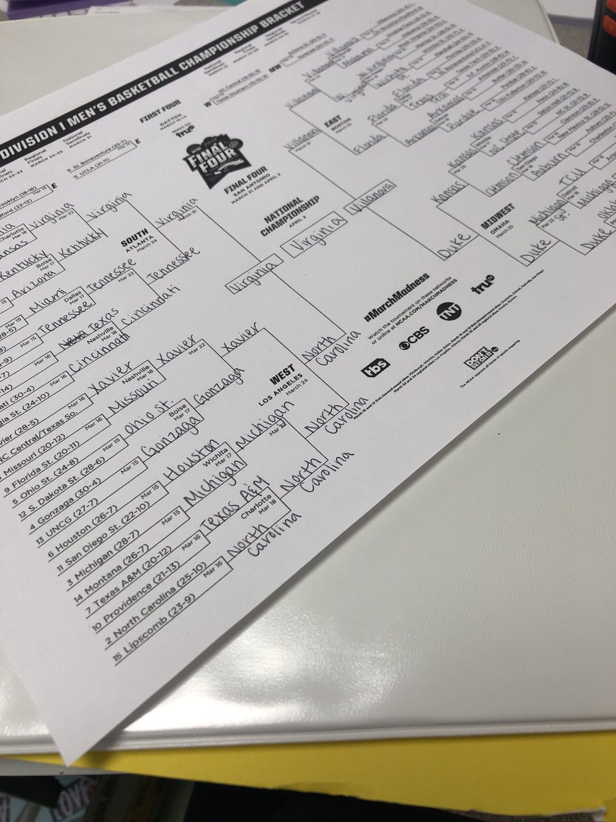 MissSeventhMath's tweet photo. So excited that our probability unit coincides with March Madness!! #MarchMathness https://t.co/zPEhtmjl8E