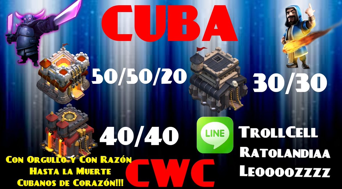 Reclutamiento para la Seleccion Cubana para el Torneo CWC, Todos los Que quieran entrar ala Seleccion Cuba Escriban mediante la aplicación Line: trollcell, ratolandiaa, leoooozzzz
CON ORGULLO Y CON RAZÓN HASTA LA MUERTE CUBANOS DE CORAZÓN!!!