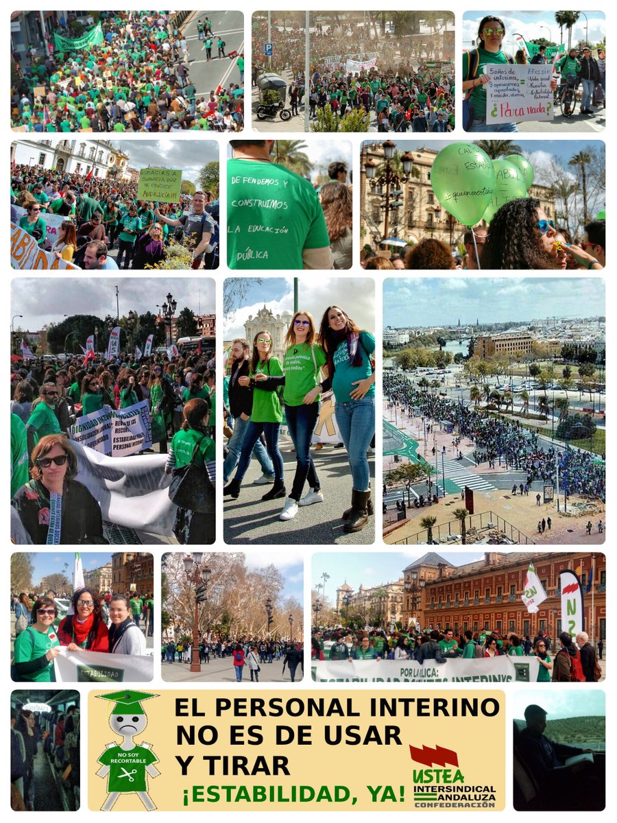 MareasXLaEP's tweet photo. Hoy #Sevilla se ha vestido de un color especial, el 💚 de la @MVerdeAndaluza 
comandada hoy por el  colectivo docente.
Compartimos comunicado de @usteaeducacion ante el gran éxito de convocatoria. #QuienesEstanSeQuedan 
Enhorabuena y la lucha sigue. 💪✊
https://t.co/lZ9oze3lSK https://t.co/bRIO7MogJf