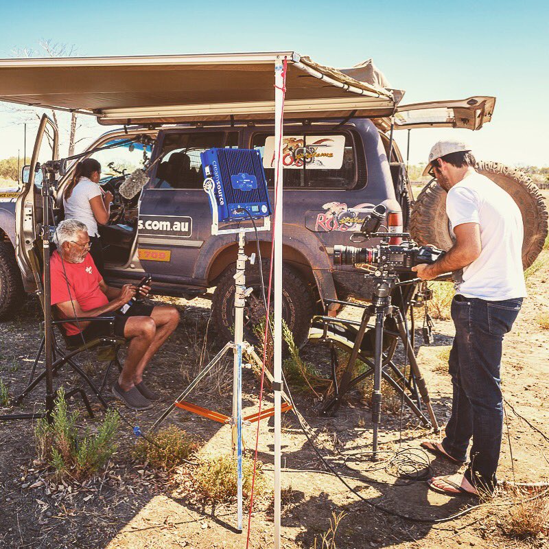 RawlingsGavin's tweet photo. #Outback interviews. @SonyProUSA @SonyCineAltaEU #F55 @millertripods #CreamSource #ErnieDingo #4WD #LowRange @OutsightGlobal https://t.co/wfeJJEJvrA