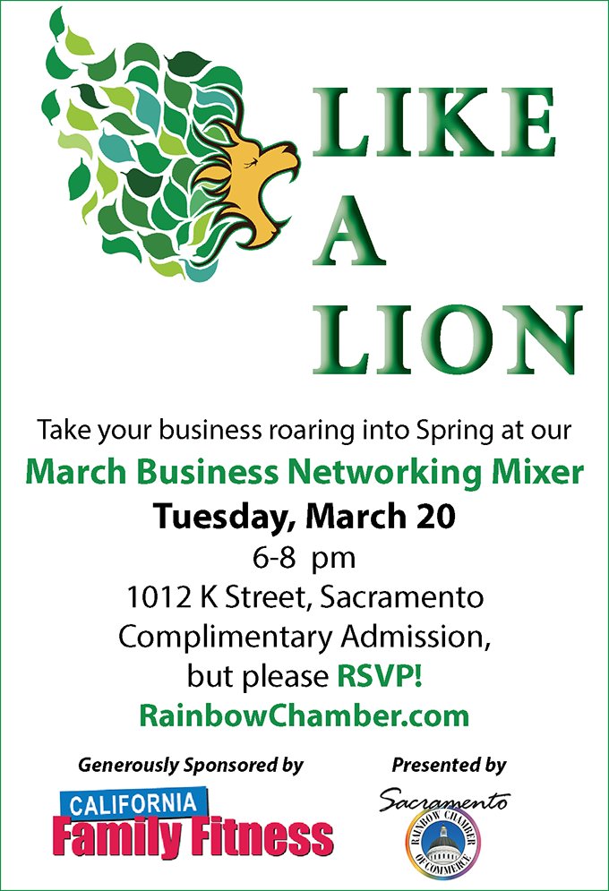 Meet &amp; mingle with business friends and colleagues at the <a href="/SacRCC/">Sac Rainbow Chamber</a> March Monthly Mixer, hosted by member California Family Fitness <a href="/CalFit/">In-Shape Family Fitness (greater Sacramento area)</a> ow.ly/xgRh30iUbXU