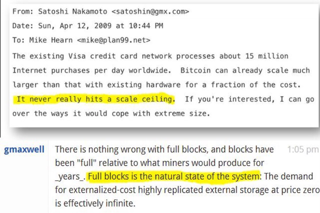 rogerkver's tweet image. Satoshi said to never let the blocks become full.
Bitcoin Core supporters say to always make the blocks full. 

#bitcoincash