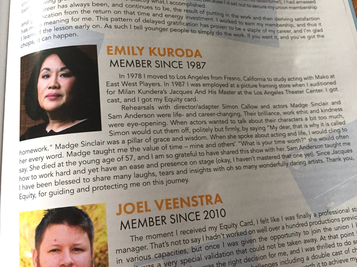 Nice to read about <a href="/emilykuroda/">Emily Kuroda</a> in <a href="/ActorsEquity/">Actors' Equity</a> News. #HowIGotMyEquityCard #EquityNews #Actors #AEA