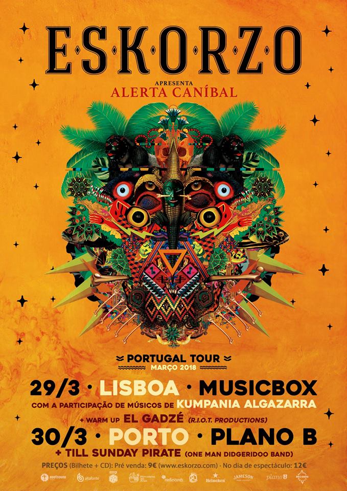<a href="/Eskorzo/">ESKORZO</a> o vindeiro 29 e 30 de marzo estarán presentando seu novo disco #alertacanibal en Lisboa e o Porto!