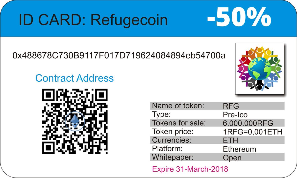 PanagiotisDiama's tweet photo. Checkout @RefugeCoin Pre ICO Token sale ends March 31st. Get 50% off now.
https://t.co/MyIcMCULLm #TokenSale #ETH #ethereum
#ICO #ICOs #PreICO #preICOs #preSale #bounty #blockchain #startup #startups #invest #initialcoinoffering #presale #Crowdfund #crowdfunding #crypto https://t.co/yxSC9R1q8s