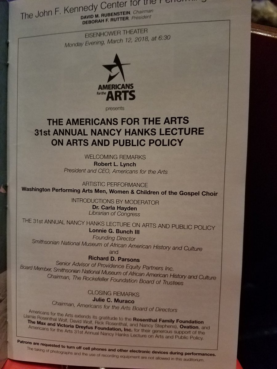 PghEAL's tweet photo. Capping off the day with the 31st annual Nancy Hanks Lecture on Arts and Public Policy! https://t.co/BW4pKPnSTl