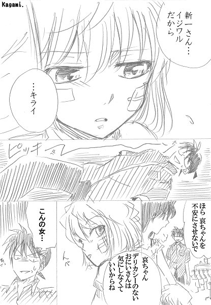 落書きマンガ、新蘭+哀9～11ページ目、おわり。 