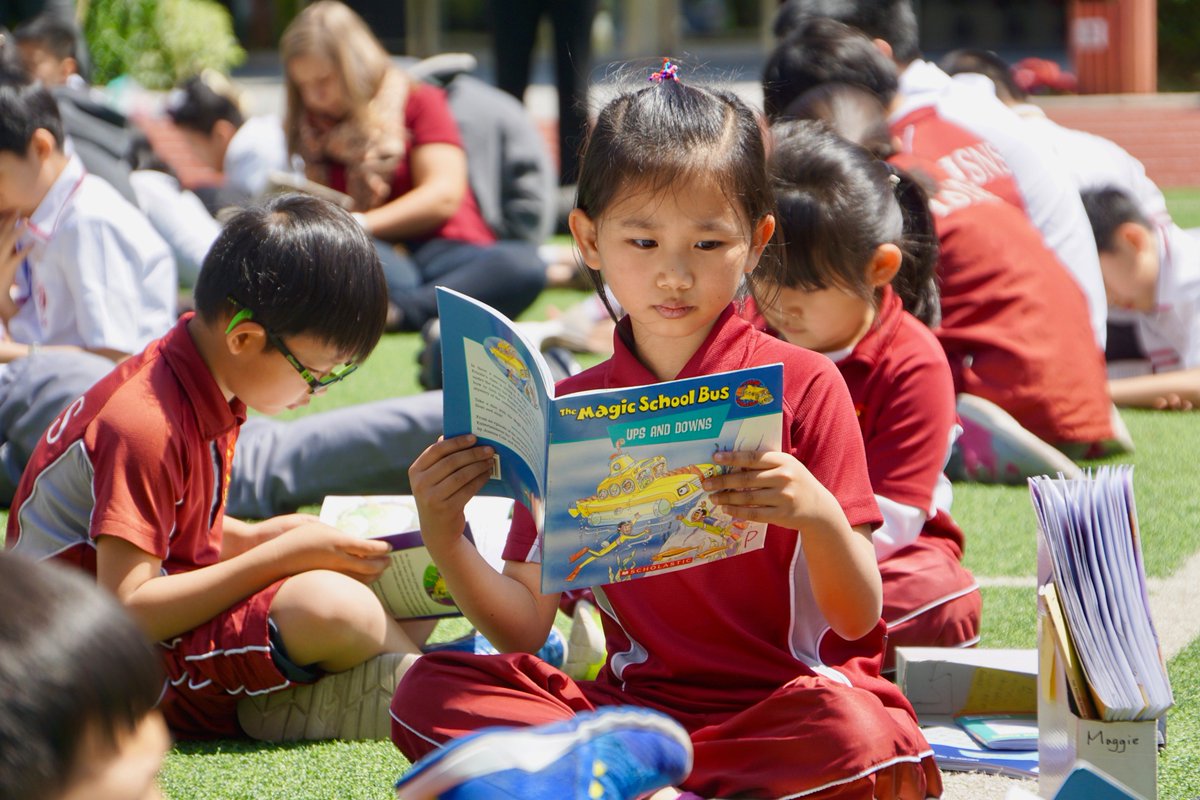 ISNS_School's tweet photo. ISNS came together 2 celebrate the success of its 2nd annual reading challenge with a school-wide read-a-thon. All students and faculty members gathered on our field to enjoy a good book! Congratulations to our IB bookworms: G1B; G1R; G1M; G4B; G4F; G5 M; G6L #isnsreads #GoISNS https://t.co/Bs8buiMyzl