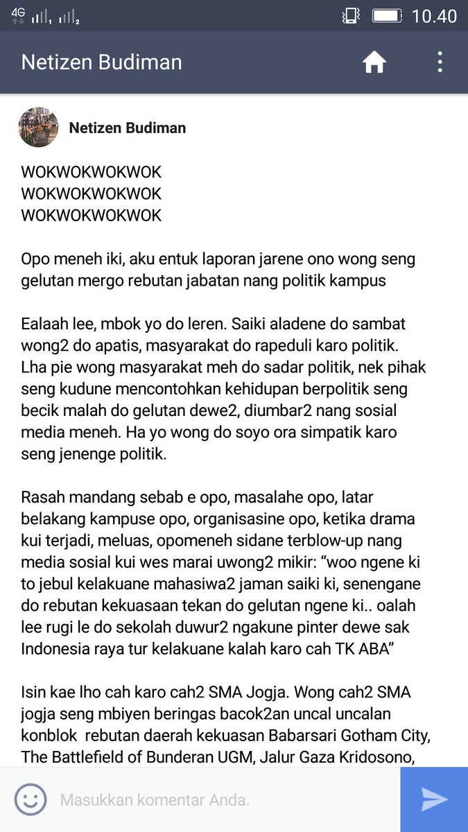 hihanghorengg's tweet photo. Senadyan cuocotmu bosok, nanging pancen leres, tep koe nomor siji panutanqu budd #netizenbudiman https://t.co/MgpExCIFu2