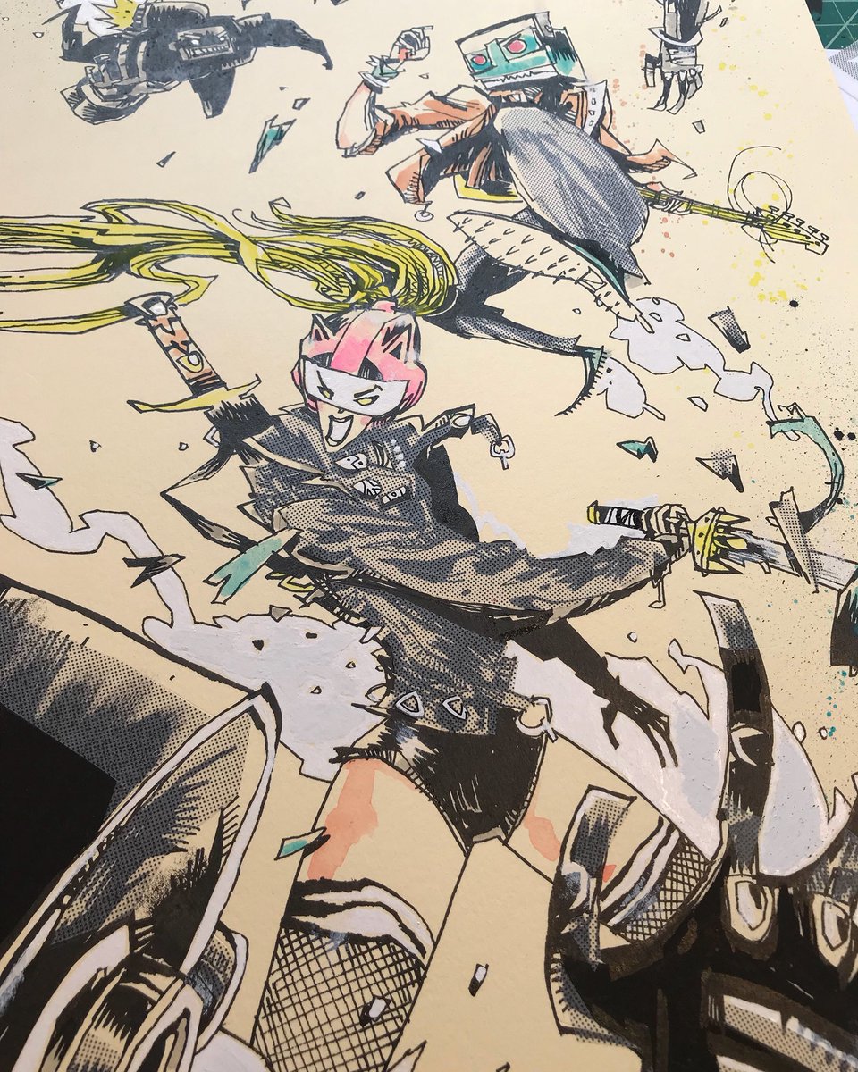 JimMahfood's tweet photo. 90βs comic book extremities.
#mixedmedia #90s #herotime #robofunk #comics #comicbooks #swordplay #destruction #visualfunk #foodone #jimmahfood https://t.co/ZtOMSSBUye