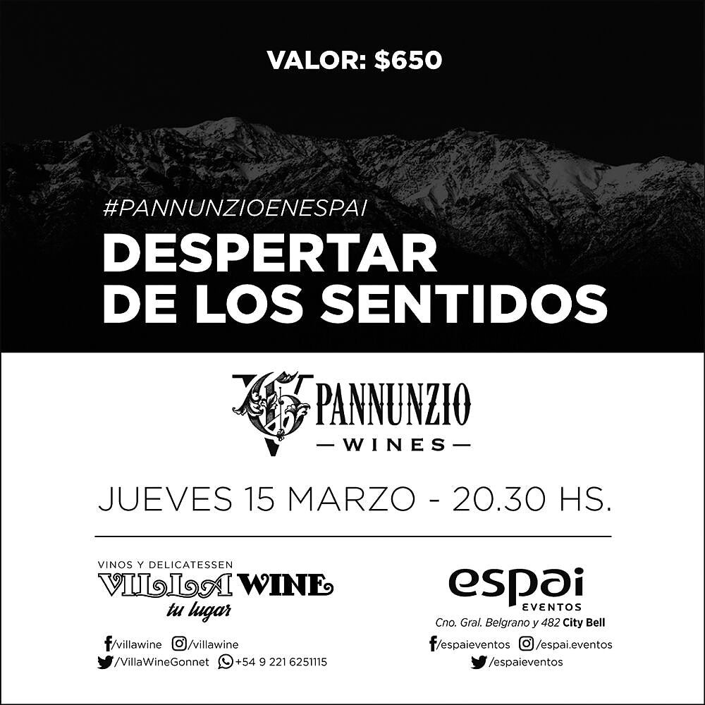 Gran cena degustacion: el vino contado por sus hacedores...presentación de PANNUZINO WINES.
#wines #cena #degustación #espaieventos #villawine