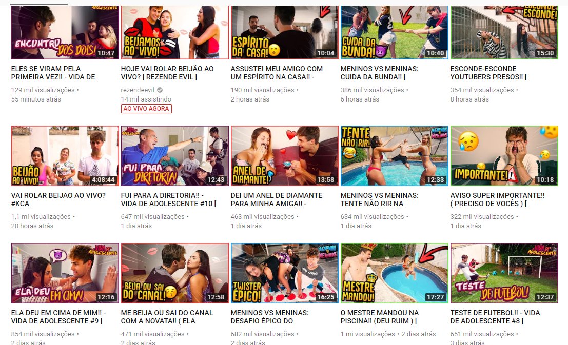 meua_migo's tweet photo. e o canal do rezendeevil até ontem era pra crianças e agora parece que virou soft porn https://t.co/PzwsjFTwbI